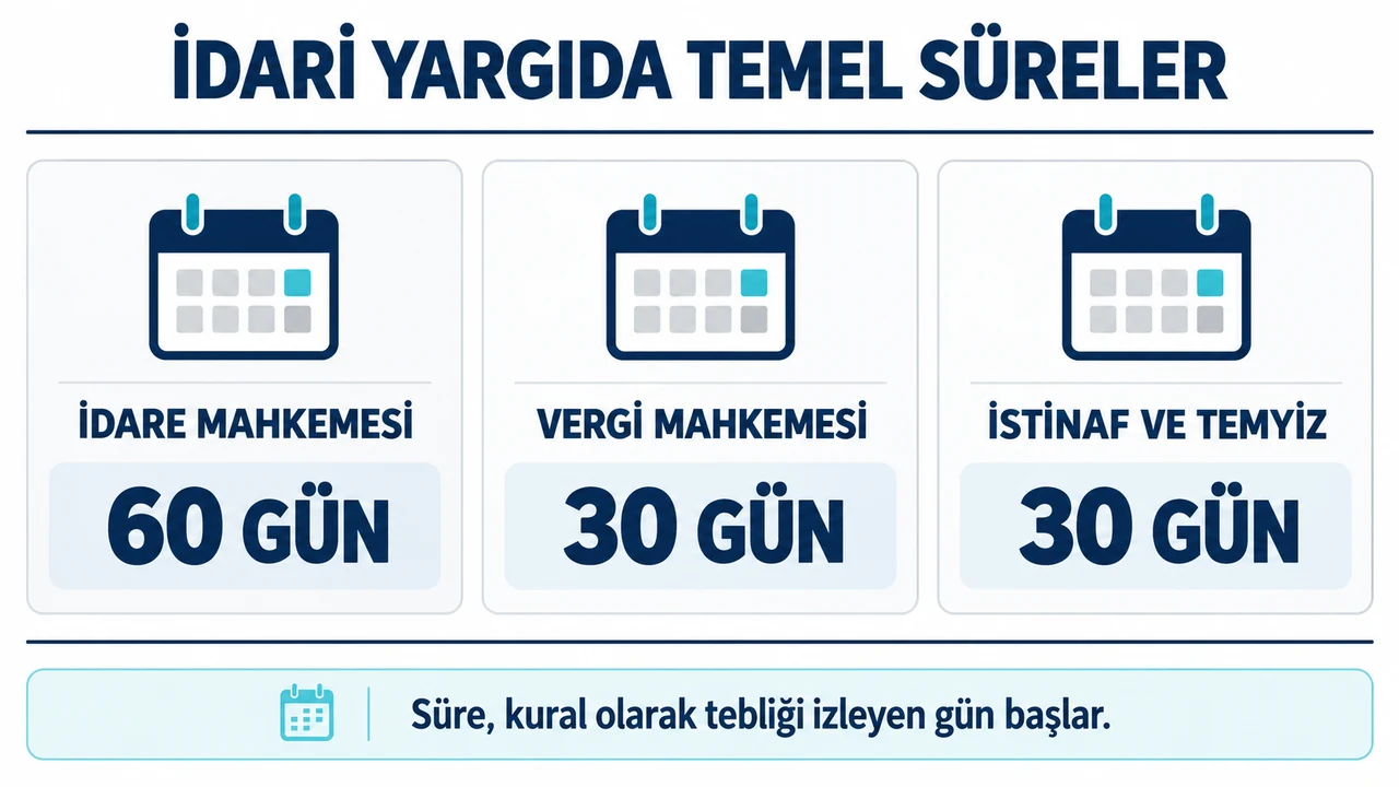 İdari yargıda dava açma süreleri 60 gün ve 30 gün şeması