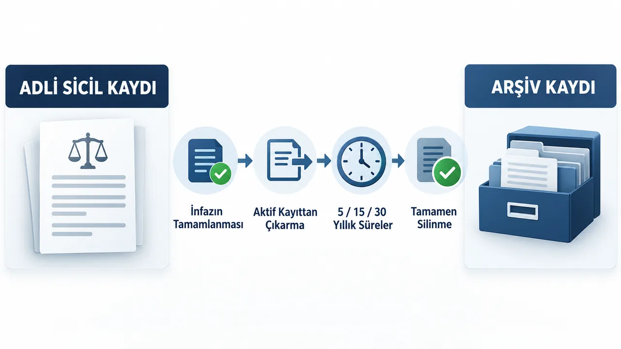 Adli sicil kaydı ile arşiv kaydı arasındaki fark ve silinme süreleri