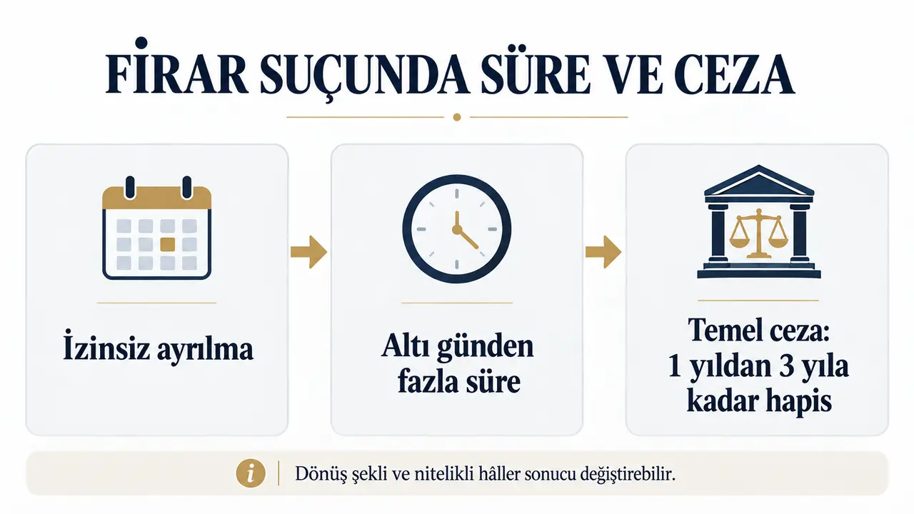 Firar Suçu ve Cezası: Askerî Firar ve İzin Tecavüzü 5 Firar suçunun oluşma süresi ve temel cezası şeması