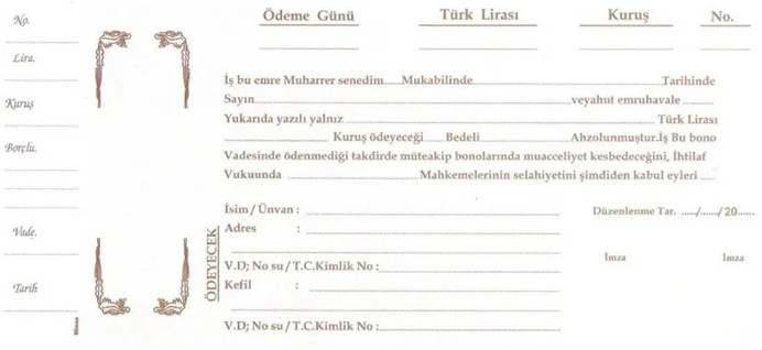 boş senet örneği