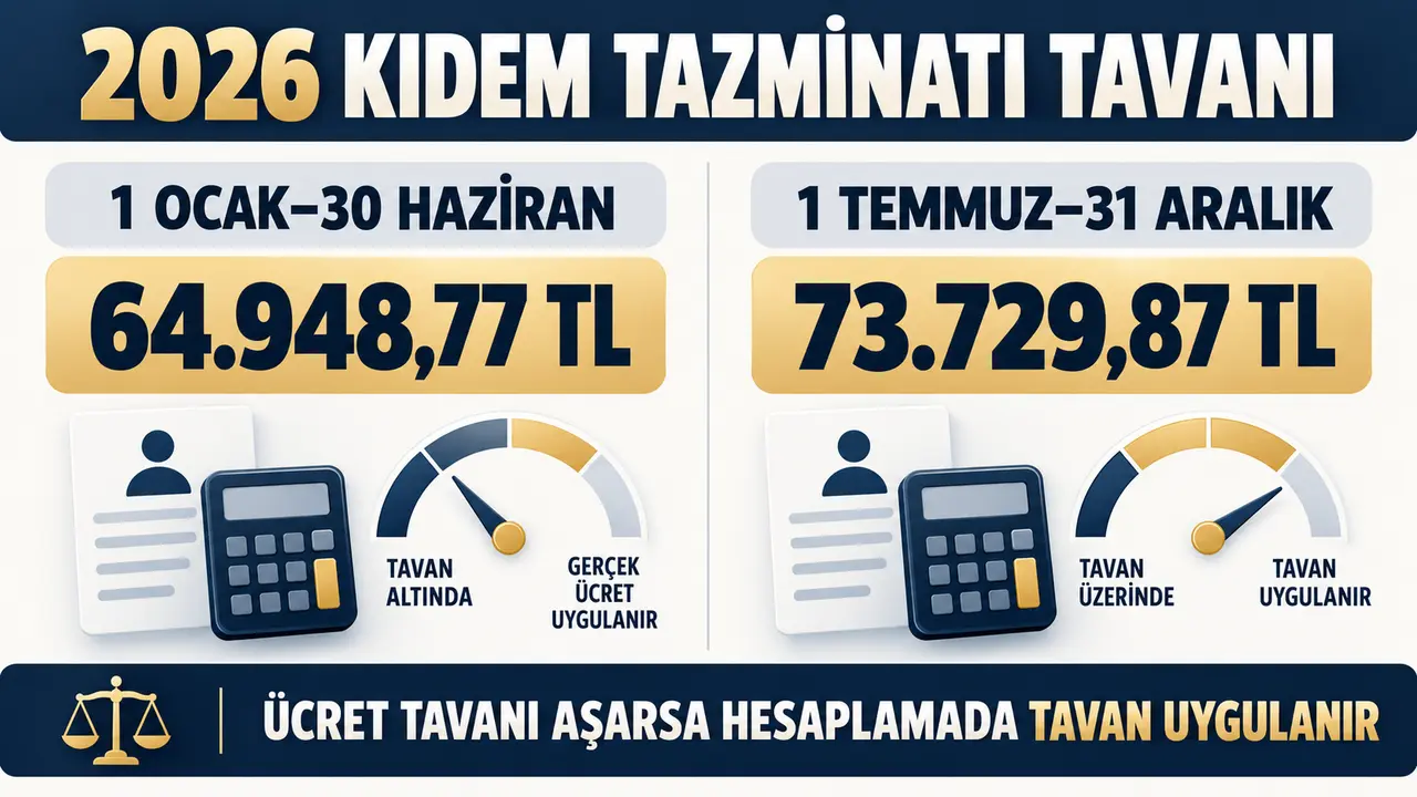 Kıdem Tazminatı Hesaplama 2026 (Net–Brüt) 3 2026 kıdem tazminatı tavanı ocak haziran ve temmuz aralık tutarları