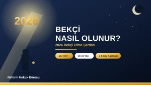 Bekçi nasıl olunur 2026 — fenerli gece devriyesi silueti ve ışık huzmesiyle bekçi olma şartlarını simgeleyen görsel