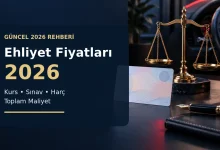 Ehliyet Fiyatları 2026: Kurs, Harç ve Toplam Ücretler 16 Ehliyet fiyatları 2026 için kurs, sınav, harç ve toplam maliyet görseli