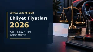 Ehliyet fiyatları 2026 için kurs, sınav, harç ve toplam maliyet görseli