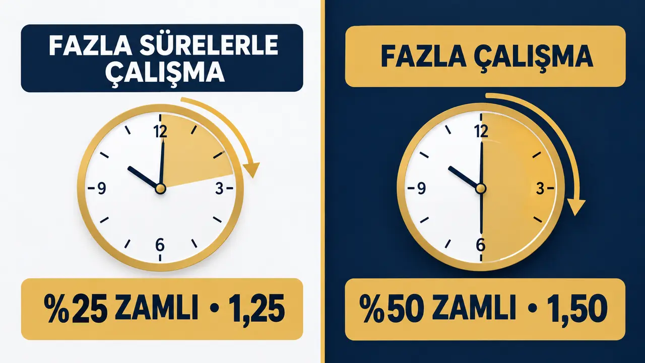 Fazla Mesai Hesaplama 3 Fazla sürelerle çalışma yüzde 25 ve fazla çalışma yüzde 50 zamlı ücret
