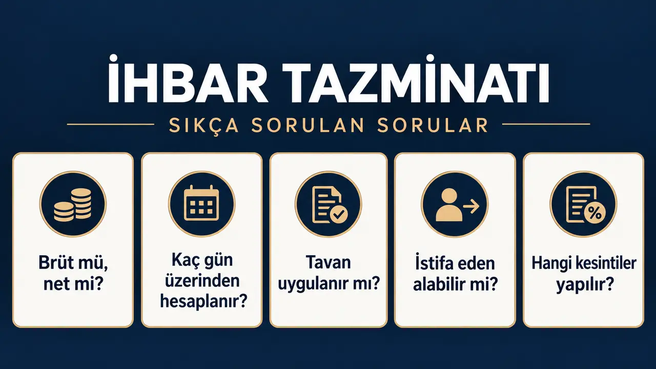 İhbar Tazminatı Hesaplama 2026 (Net–Brüt) 4 İhbar tazminatı hakkında sıkça sorulan sorular