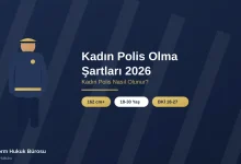 Kadın Polis Olma Şartları - Kadın Polis Nasıl Olunur? 12 Kadın polis olma şartları 2026 — kadın polis siluetiyle yaş, boy ve BKİ şartlarını gösteren görsel