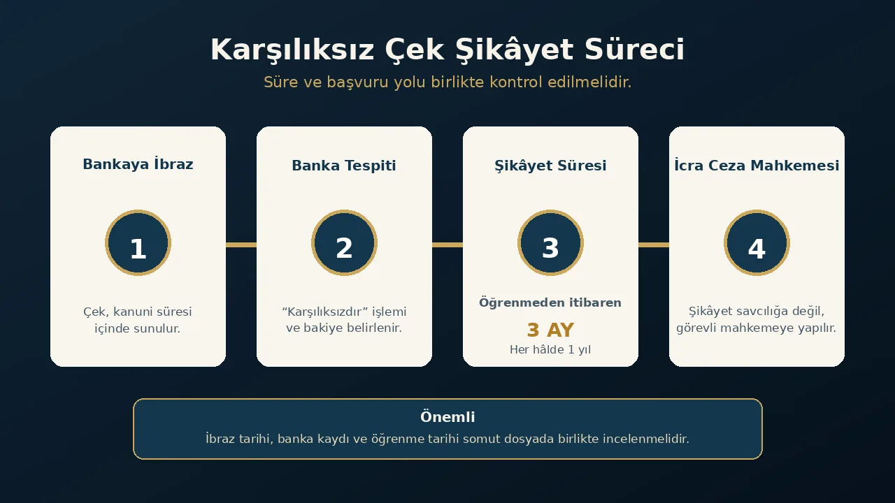 Karşılıksız Çek Şikâyet Süresi ve Başvuru Süreci Karşılıksız çek şikâyet süresi ve icra ceza mahkemesi başvuru süreci