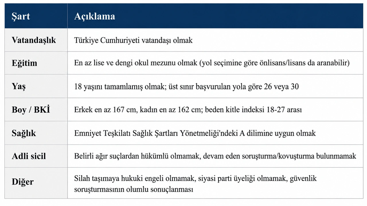 Polis Olma Şartları 2026: Kimler Polis Olabilir? 2 polis olma sartlari tablo