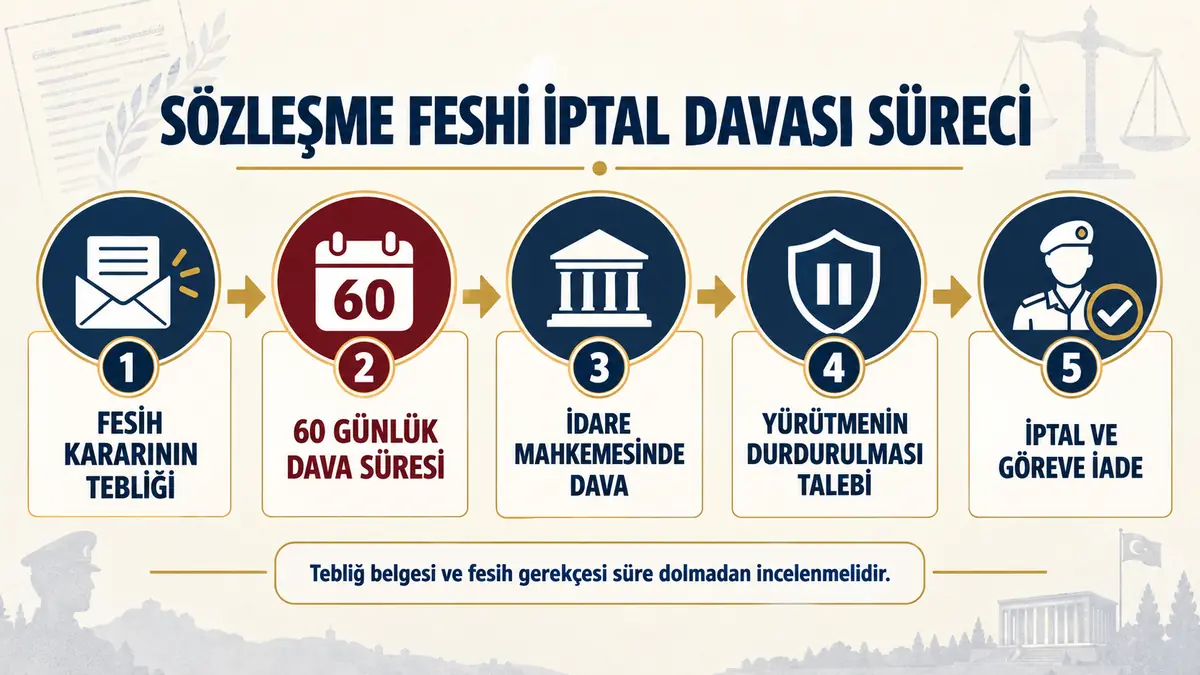Uzman erbaş sözleşme feshi iptal davası ve 60 günlük dava açma süreci